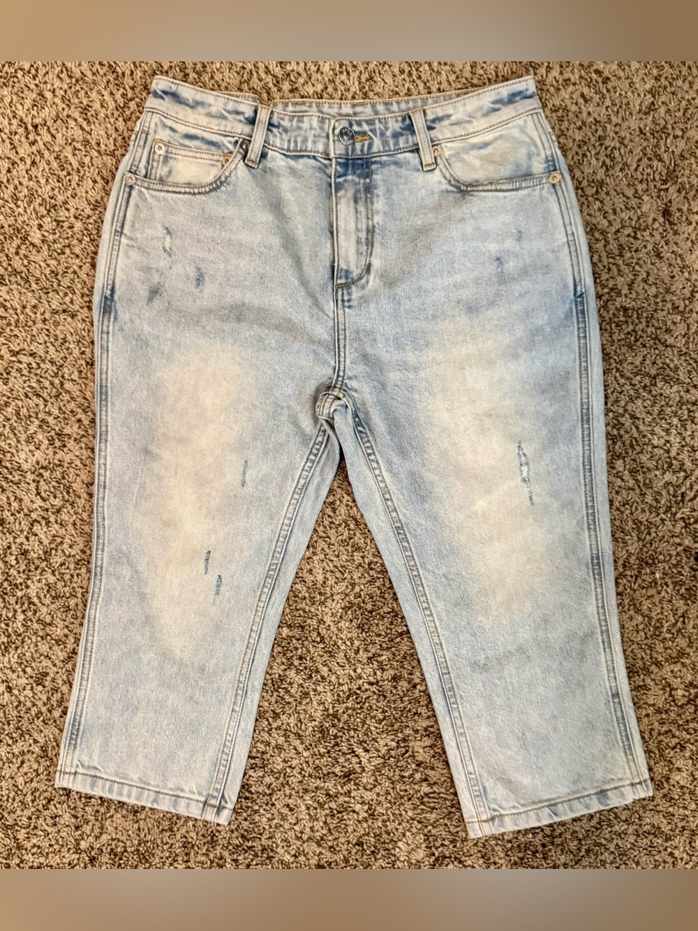SER.O.YA Distressed Cropped Boyfriend Jeans | Light Blue Wash | Size 26
